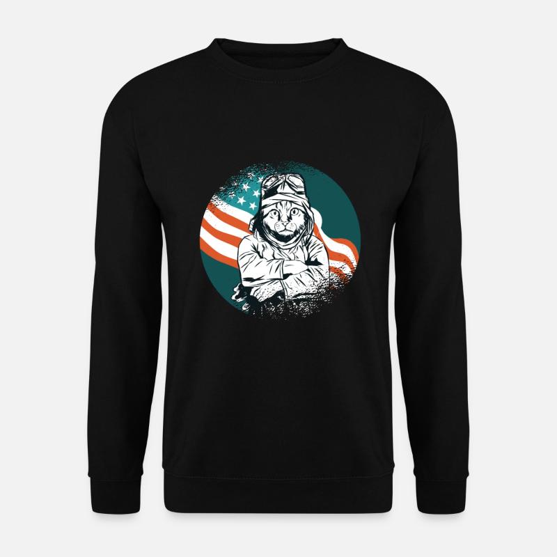 Pilot plane cat kitten - Unisex Sweatshirt - black