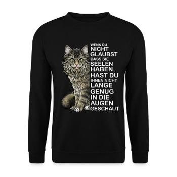 Maine Coon Lustiger Spruch - Unisex Pullover - Schwarz - Vorne - Alina (178cm) & Michal (187cm)