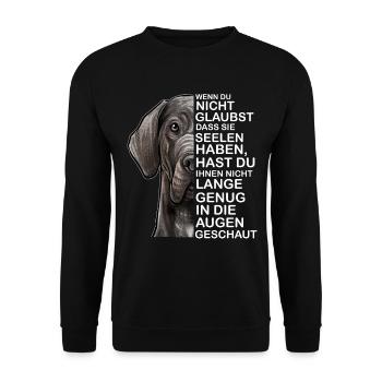 Deutsche Dogge Seele - Unisex Pullover - Schwarz - Vorne - Alina (178cm) & Michal (187cm)