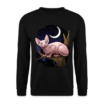 Sphynx-Katze - Unisex Pullover - Schwarz - Vorne - Alina (178cm) & Michal (187cm)