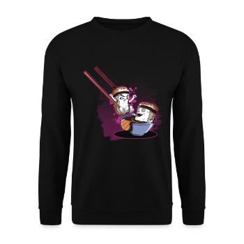 Sushi Reis Lachs Japan - Unisex Pullover - Schwarz - Vorne - Alina (178cm) & Michal (187cm)