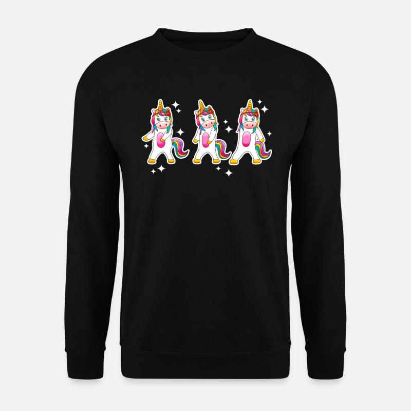 Three Unicorns Dancing Dabbing - Unisex Sweatshirt - black