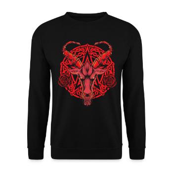 Tête de chèvre pentagramme satanique Halloween 666 - Sweat-shirt Unisexe - noir - Devant - Alina (178cm) & Michal (187cm)