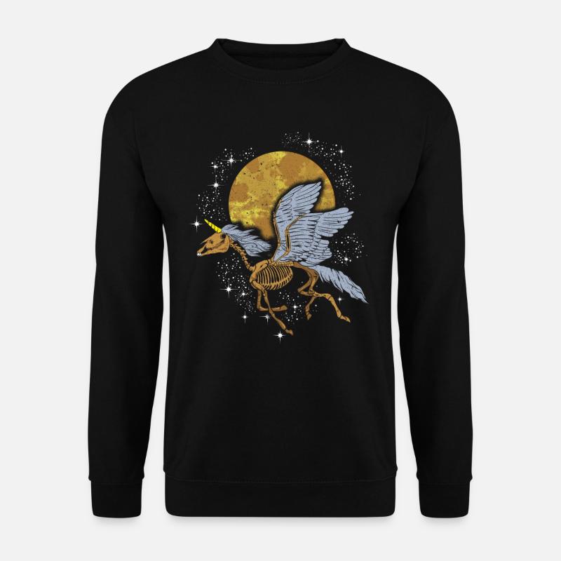 Unicorn Pegasus-skelet, der flyver mellem stjerner - Unisex sweater - sort