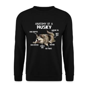 Anatomie d'un chien Husky - Sweat-shirt Unisexe - noir - Devant - Alina (178cm) & Michal (187cm)