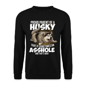 Proud parents of a husky dog - Unisex Sweatshirt - black - Front - Alina (178cm) & Michal (187cm)