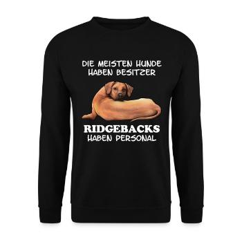 Rhodesian Ridgeback - Unisex Pullover - Schwarz - Vorne - Alina (178cm) & Michal (187cm)