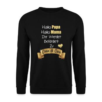 Ihr Werdet Befördert Zu Oma und Opa - Unisex Pullover - Schwarz - Vorne - Alina (178cm) & Michal (187cm)