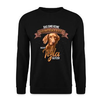 Vizsla Hund Hunderasse Geschenk - Unisex Pullover - Schwarz - Vorne - Alina (178cm) & Michal (187cm)