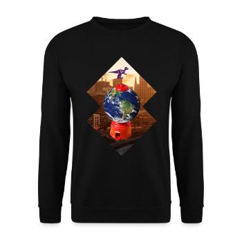 Collage art surreal dinosaur gift design - Unisex Sweatshirt - black - Front - Alina (178cm) & Michal (187cm)