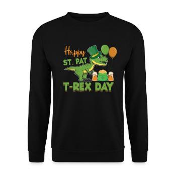 St. Patricks Day T-Rex - Unisex Sweatshirt - black - Front - Alina (178cm) & Michal (187cm)