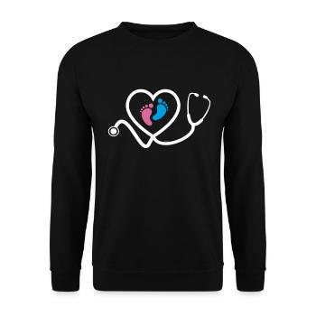 Obstetric Nurse Baby Feet - Unisex Sweatshirt - black - Front - Alina (178cm) & Michal (187cm)
