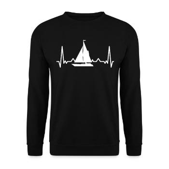 Cool ship with heartbeat at sea gift idea - Unisex Sweatshirt - black - Front - Alina (178cm) & Michal (187cm)