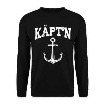 Ich bin der Käpt'n, Kapitän & Captain auf d. Boot - Unisex Pullover - Schwarz - Vorne - Alina (178cm) & Michal (187cm)