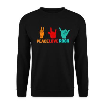 Peace / Love / Rock Cool Design Gift Idea - Unisex Sweatshirt - black - Front - Alina (178cm) & Michal (187cm)