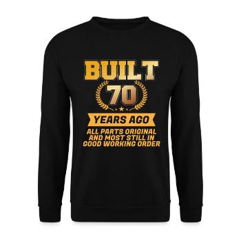 Built 70 years ago - Unisex Sweatshirt - black - Front - Alina (178cm) & Michal (187cm)