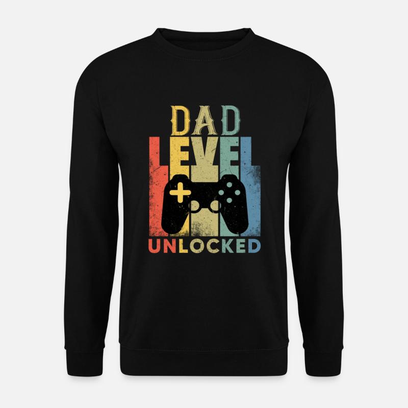 Mens Pregnancy Announcement Dad Level Unlocked - Unisex Pullover - Schwarz