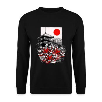 Asiatique geisha japon lotus - Sweat-shirt Unisexe - noir - Devant - Alina (178cm) & Michal (187cm)