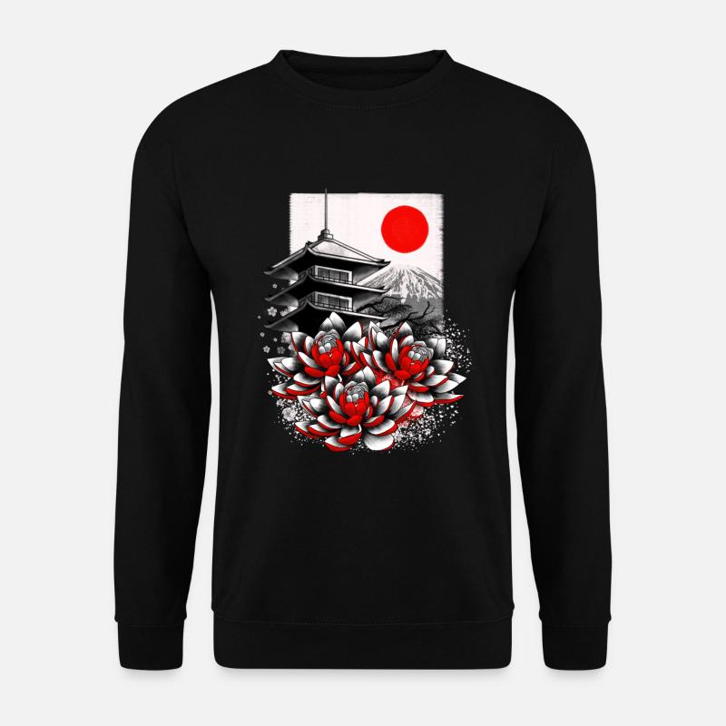 Asian Geisha Japan Lotus - Unisex Pullover - Schwarz