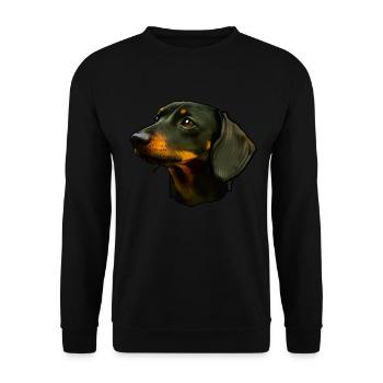 Portrait de chien teckel - Sweat-shirt Unisexe - noir - Devant - Alina (178cm) & Michal (187cm)