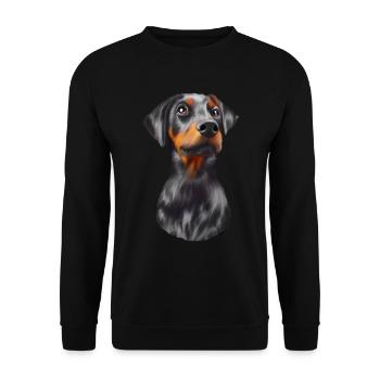 Chien Doberman - Sweat-shirt Unisexe - noir - Devant - Alina (178cm) & Michal (187cm)