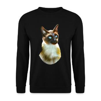 Siamese cat portrait - Unisex Sweatshirt - black - Front - Alina (178cm) & Michal (187cm)