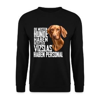 Vizsla Hund - Unisex Pullover - Schwarz - Vorne - Alina (178cm) & Michal (187cm)