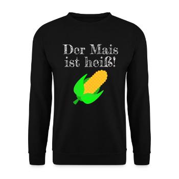 Mais Häckseln Landwirt Bauer Ernte Corn harvest - Unisex Pullover - Schwarz - Vorne - Alina (178cm) & Michal (187cm)