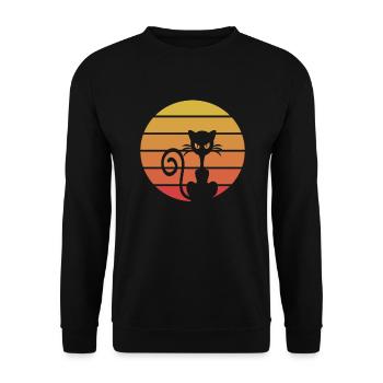 Banc de cadeau drôle rétro chat drôle - Sweat-shirt Unisexe - noir - Devant - Alina (178cm) & Michal (187cm)