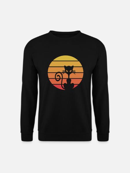Lustige Katze retro lustiges Geschenk Pew - Unisex Pullover - Schwarz