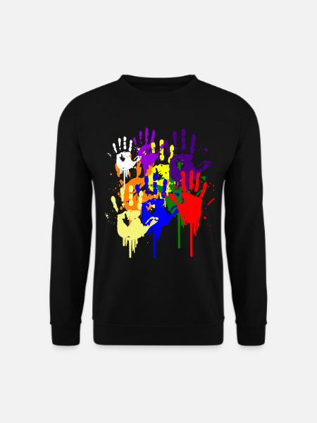 Paint Hand Blob Colorful Painter Gift Imprint Cool - Unisex Pullover - Schwarz