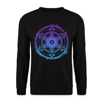 Metatron's Cube Gradient Sacred Geometry Symbol - Unisex Sweatshirt - black - Front - Alina (178cm) & Michal (187cm)
