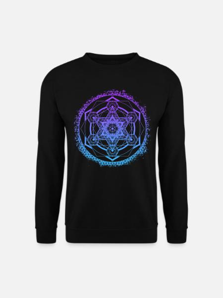Metatron's Cube Gradient Sacred Geometry Symbol - Unisex Sweatshirt - black