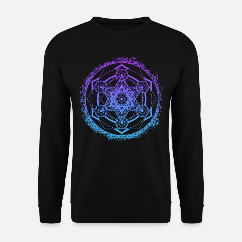 Symbole de géométrie sacrée de gradient de cube de Metatron - Sweat-shirt Unisexe - noir