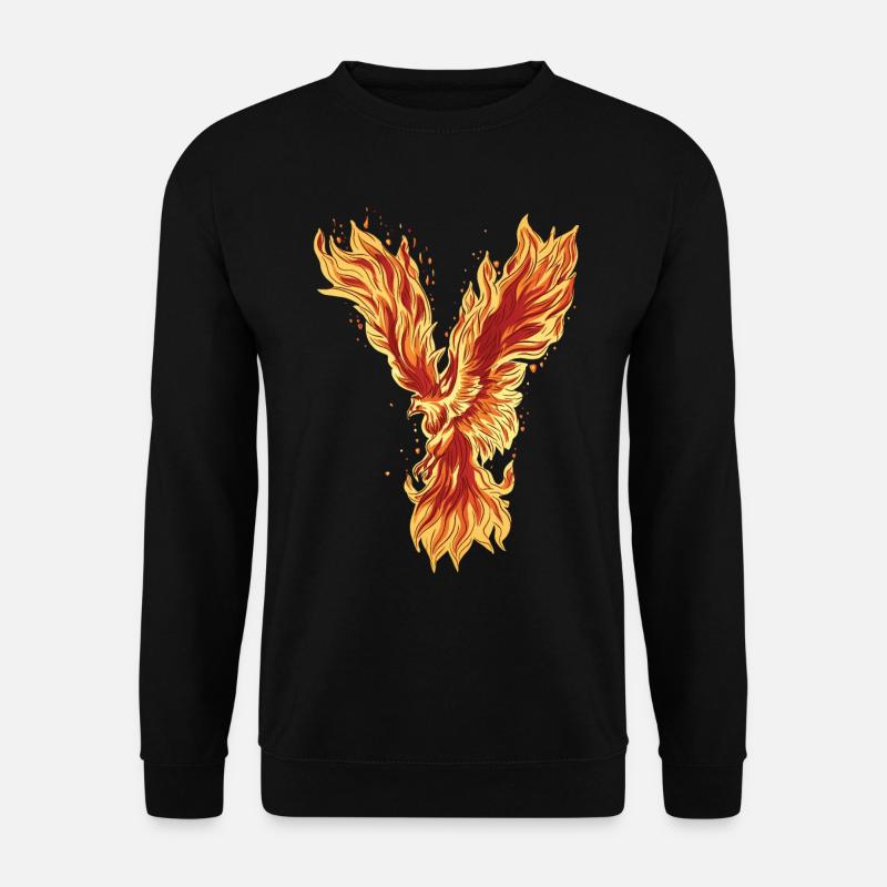Phoenix Rising Fire Bird Mythische Grafik - Unisex Pullover - Schwarz