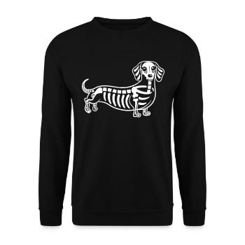 Dackel Schädel Halloween Dackel Liebhaber - Unisex Pullover - Schwarz - Vorne - Alina (178cm) & Michal (187cm)
