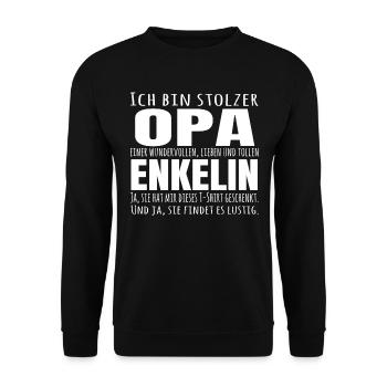 Lustiger Spruch Großvater Enkeltochter Geschenk - Unisex Pullover - Schwarz - Vorne - Alina (178cm) & Michal (187cm)