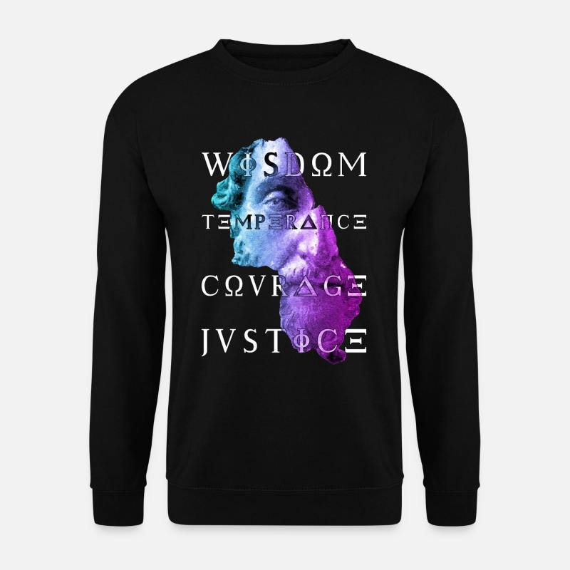 Marcus Tugenden des Stoikismus Weisheit Mut Gerechtigkeit - Unisex Pullover - Schwarz