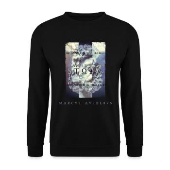 Marcus Aurelius Stoicism Be Happy Motivational - Unisex Sweatshirt - black - Front - Alina (178cm) & Michal (187cm)