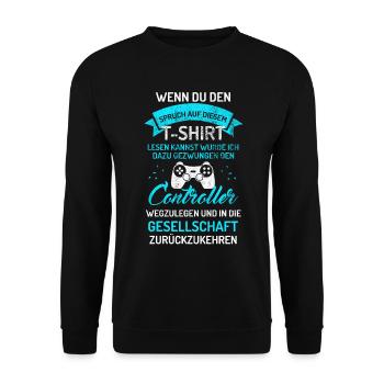 Geschenkidee Gamers Lustiges Gaming T-Shirt - Unisex Pullover - Schwarz - Vorne - Alina (178cm) & Michal (187cm)