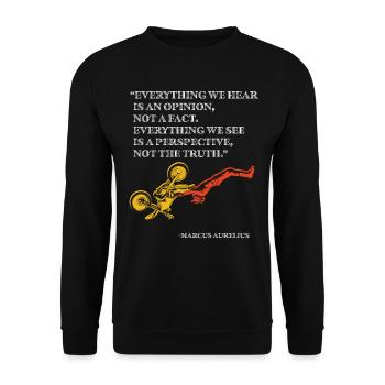 Stoisches Zitat von Marcus Aurelius, Illusion, Point of - Unisex Pullover - Schwarz - Vorne - Alina (178cm) & Michal (187cm)