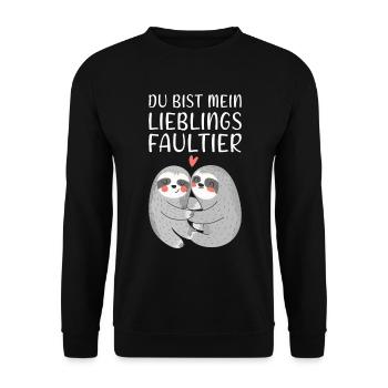 Lieblings Faultier Spruch Faultiere - Unisex Pullover - Schwarz - Vorne - Alina (178cm) & Michal (187cm)