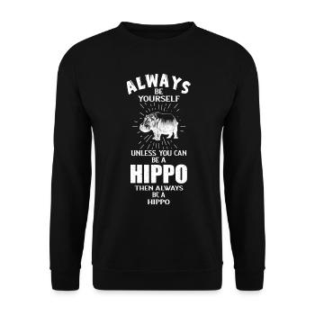 herbivore nilpferd flusspferd hippo sei du selbst - Unisex Pullover - Schwarz - Vorne - Alina (178cm) & Michal (187cm)
