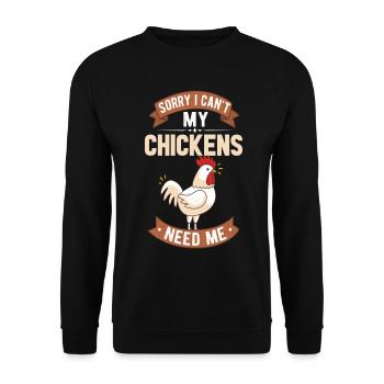 my chickens need my meine hühner brauchen mich - Unisex Pullover - Schwarz - Vorne - Alina (178cm) & Michal (187cm)