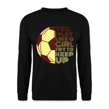 Oui, je joue comme un cadeau de football pour fille - Sweat-shirt Unisexe - noir - Devant - Alina (178cm) & Michal (187cm)