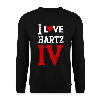 i love hartz IV 4 ich liebe hartz IV 4 arbeitslos - Unisex Pullover - Schwarz - Vorne - Alina (178cm) & Michal (187cm)