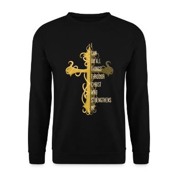 Christian Cross Bible, Christian Clothing,, Christ - Unisex Sweatshirt - black - Front - Alina (178cm) & Michal (187cm)