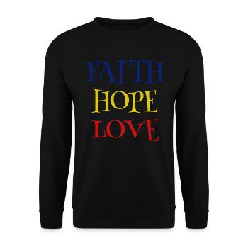 Faith, Hope, Love , Christian , Cross, Faith Cross - Unisex Sweatshirt - black - Front - Alina (178cm) & Michal (187cm)
