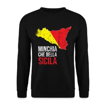 MINCHIA CHE BELLA PALERMO Sicilia - Unisex Pullover - Schwarz - Vorne - Alina (178cm) & Michal (187cm)