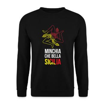 Trinacria Maglietta MINCHIA CHE BELLA Sicilia - Unisex Sweatshirt - black - Front - Alina (178cm) & Michal (187cm)